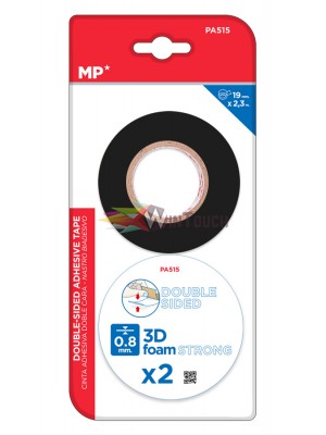 Κολλητική ταινία διπλής όψεως PA515 MP 19mm, 2.3m, 2τμχ - Μαύρη