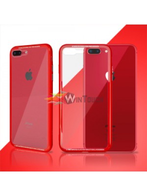 OKKES" "MAIGER" TPU Glass Case for Apple iPhone 7 Plus / 8 Plus Red