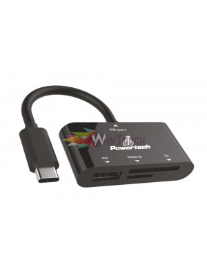 PT Card Reader USB Type-C, SD, Micro SD, USB, Black PT Card Reader USB Type-C, SD, Micro SD, USB, Black