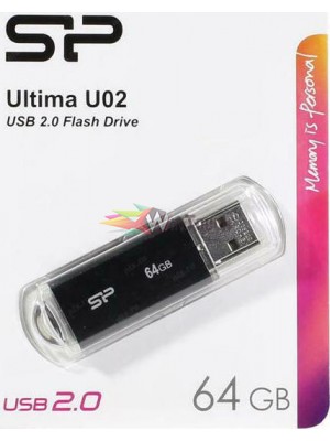 SILICON POWER USB Flash Drive Ultima U02, 64GB, USB 2.0, μαύρο SILICON POWER USB Flash Drive Ultima U02, 64GB, USB 2.0, μαύρο