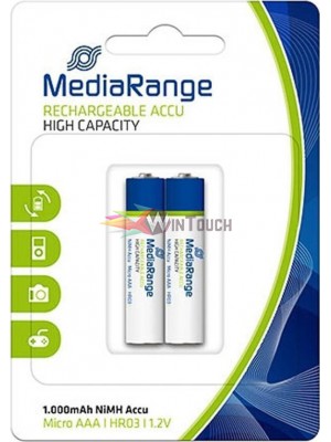 MEDIARANGE Επαναφορτιζόμενη μπαταρία AAA (HR03), 1000mAh, 2τμχ (MRBAT122) MEDIARANGE Επαναφορτιζόμενη μπαταρία AAA (HR03), 1000mAh, 2τμχ (MRBAT122)